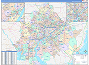 Philadelphia-Camden-Wilmington Metro Area Wall Map Color Cast Style
